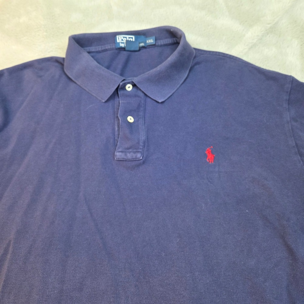 Polo Ralph Lauren Polo Shirt Mens‎ XXL Navy Blue Red Pony Logo Cotton Pique